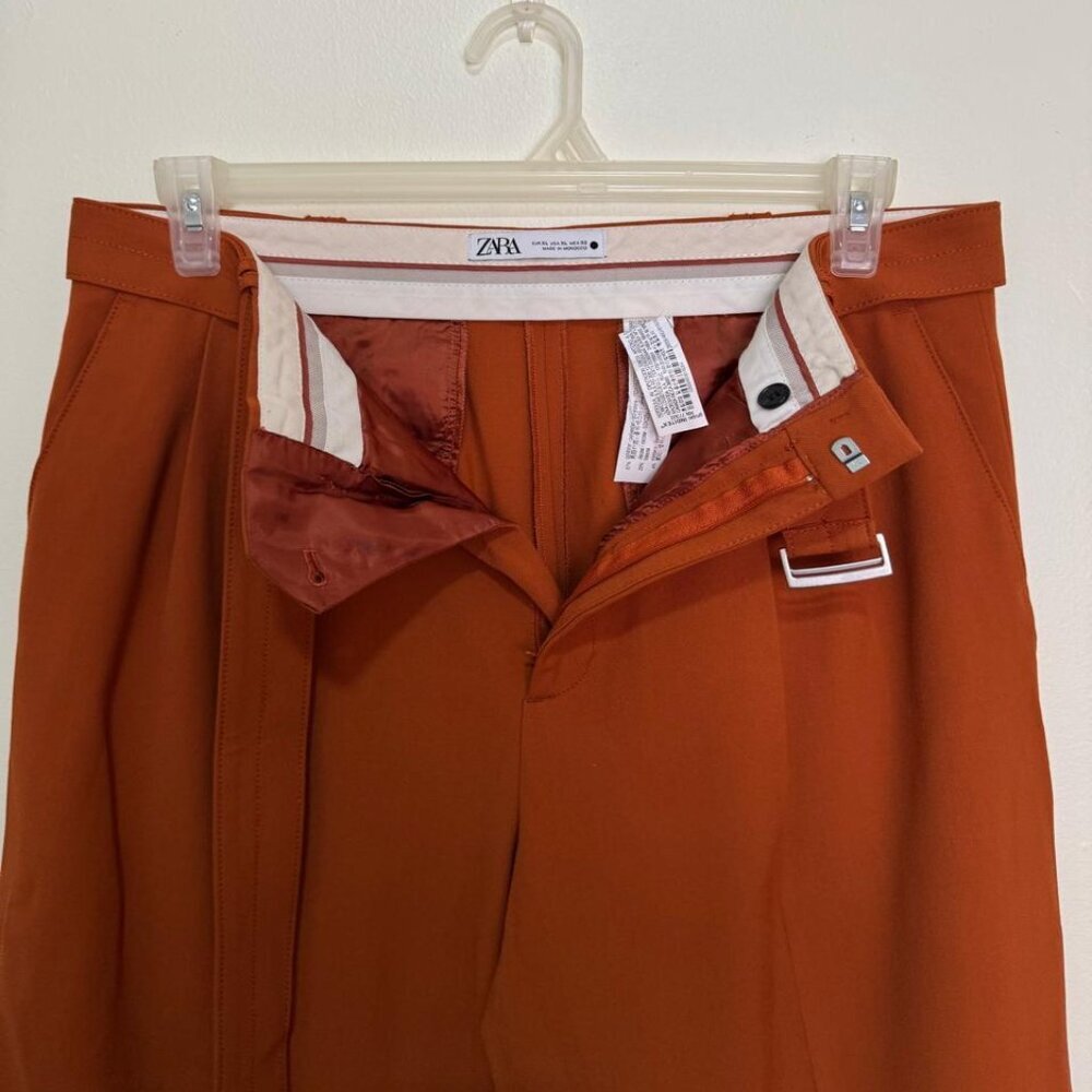 Zara The Straight Tapered Trousers in Geranium Color Size XL Style 2659/460/616 - Picture 4 of 13